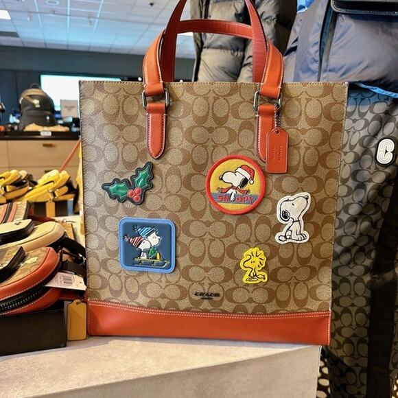 (E)Coach CE948 Coach X Peanuts Graham Structured Tote With Patches In Gunmetal - Picture 3 of 7